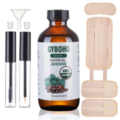 8oz USDA Organic cold-pressed castor oil in glass bottle