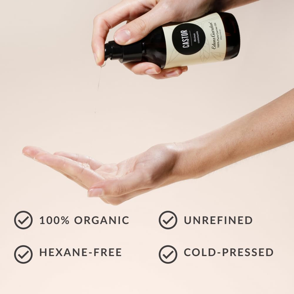 Label showing organic and hexane-free castor oil