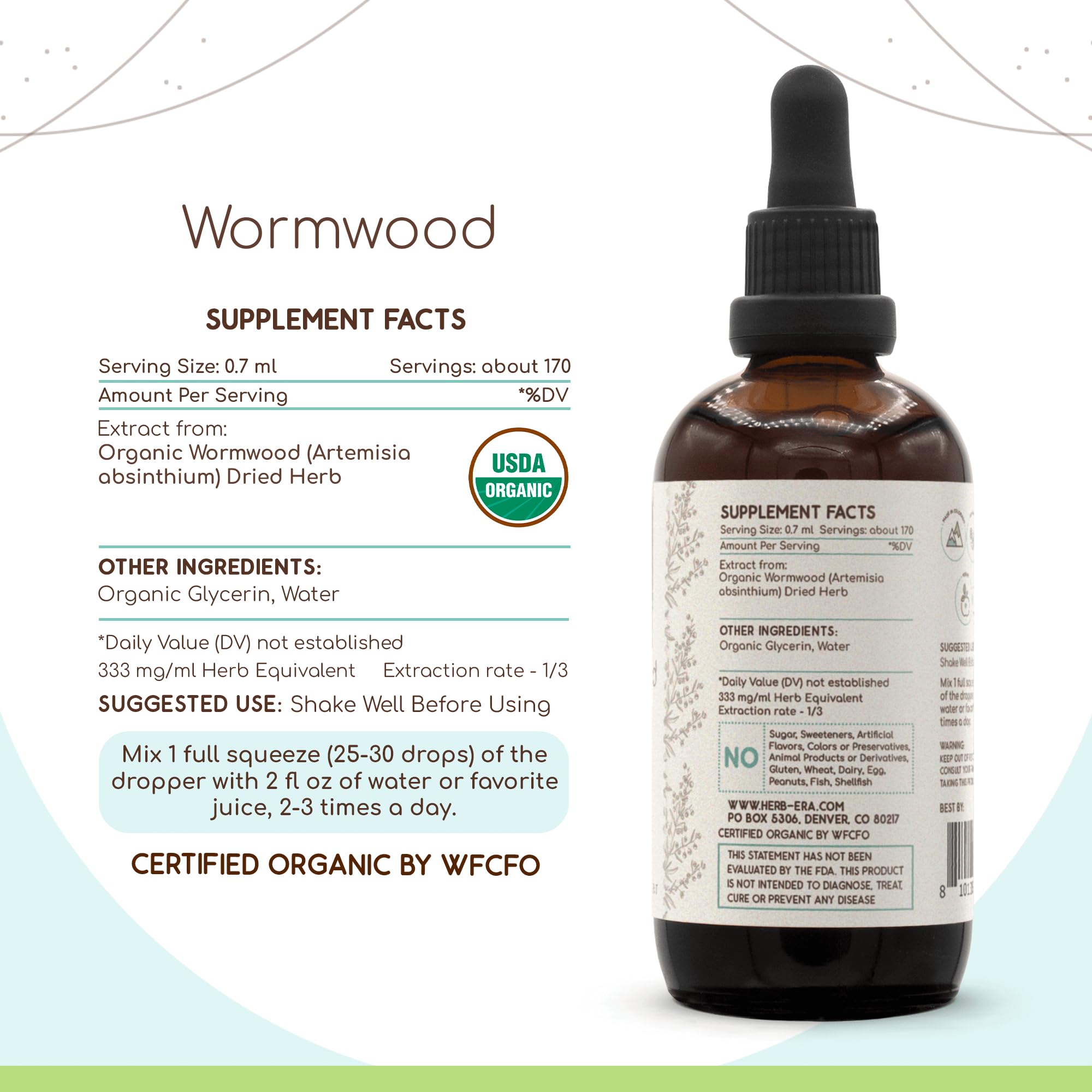 USDA Organic certification information for wormwood tincture