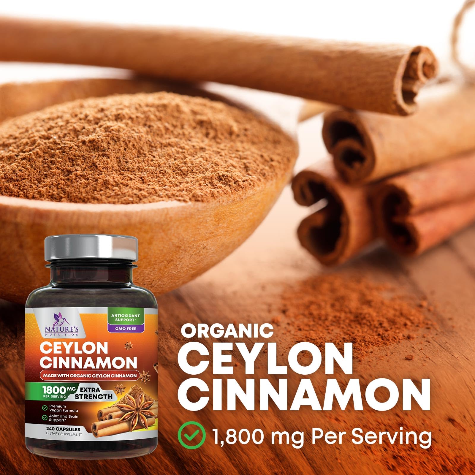 Gluten-free and non-GMO organic Ceylon cinnamon
