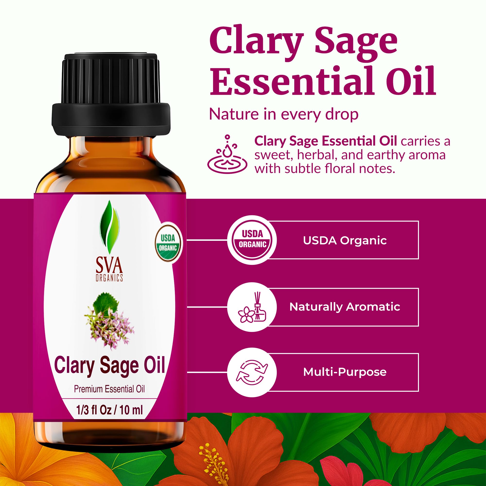 Diffuser with SVA Clary Sage Organic Essential Oil
