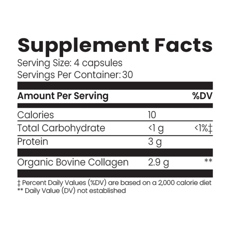 One-month supply: 120 collagen capsules in bottle