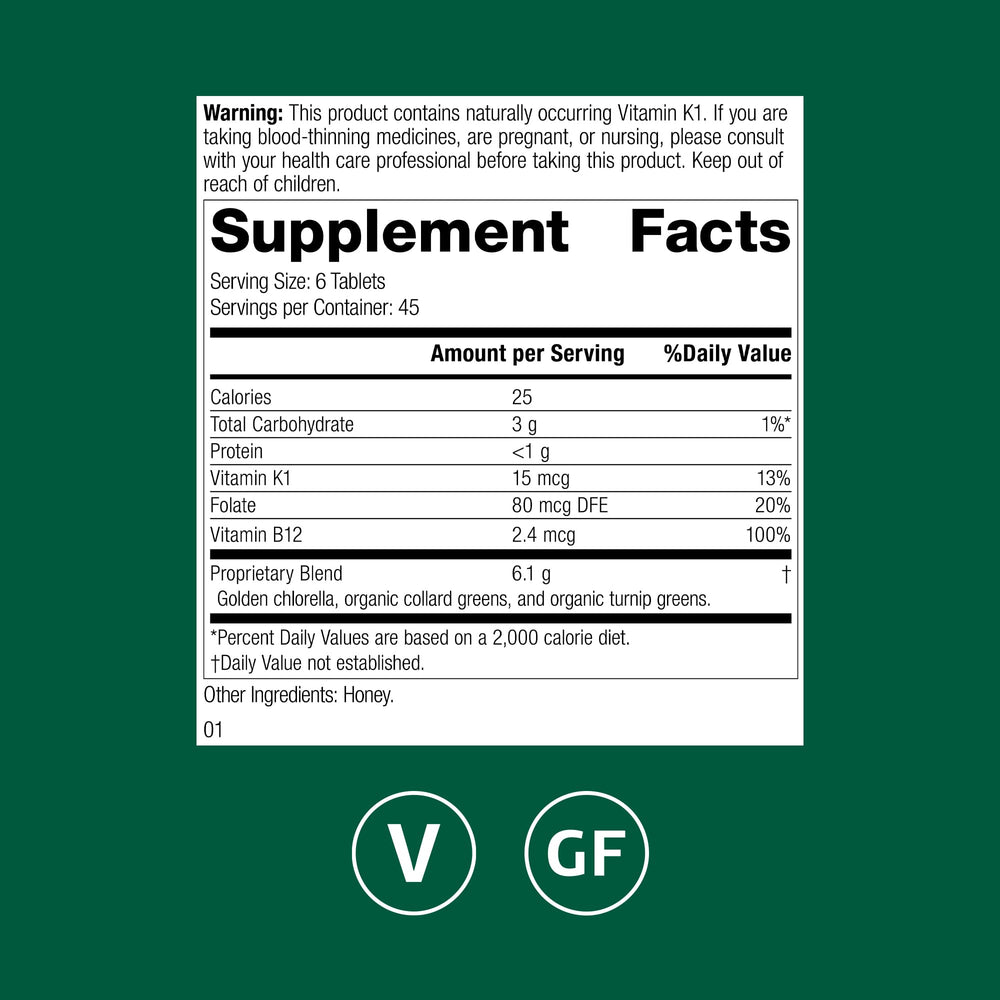 Organic collard greens used as a folate source in Whole Food Folate