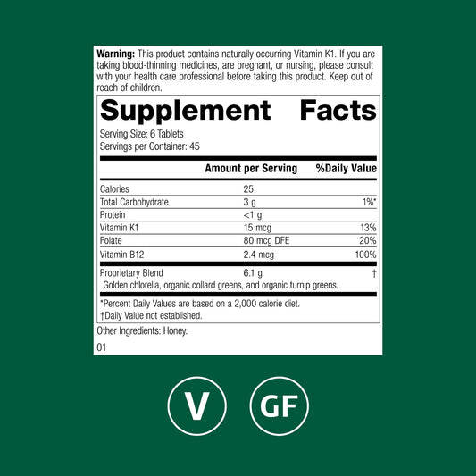Organic collard greens used as a folate source in Whole Food Folate