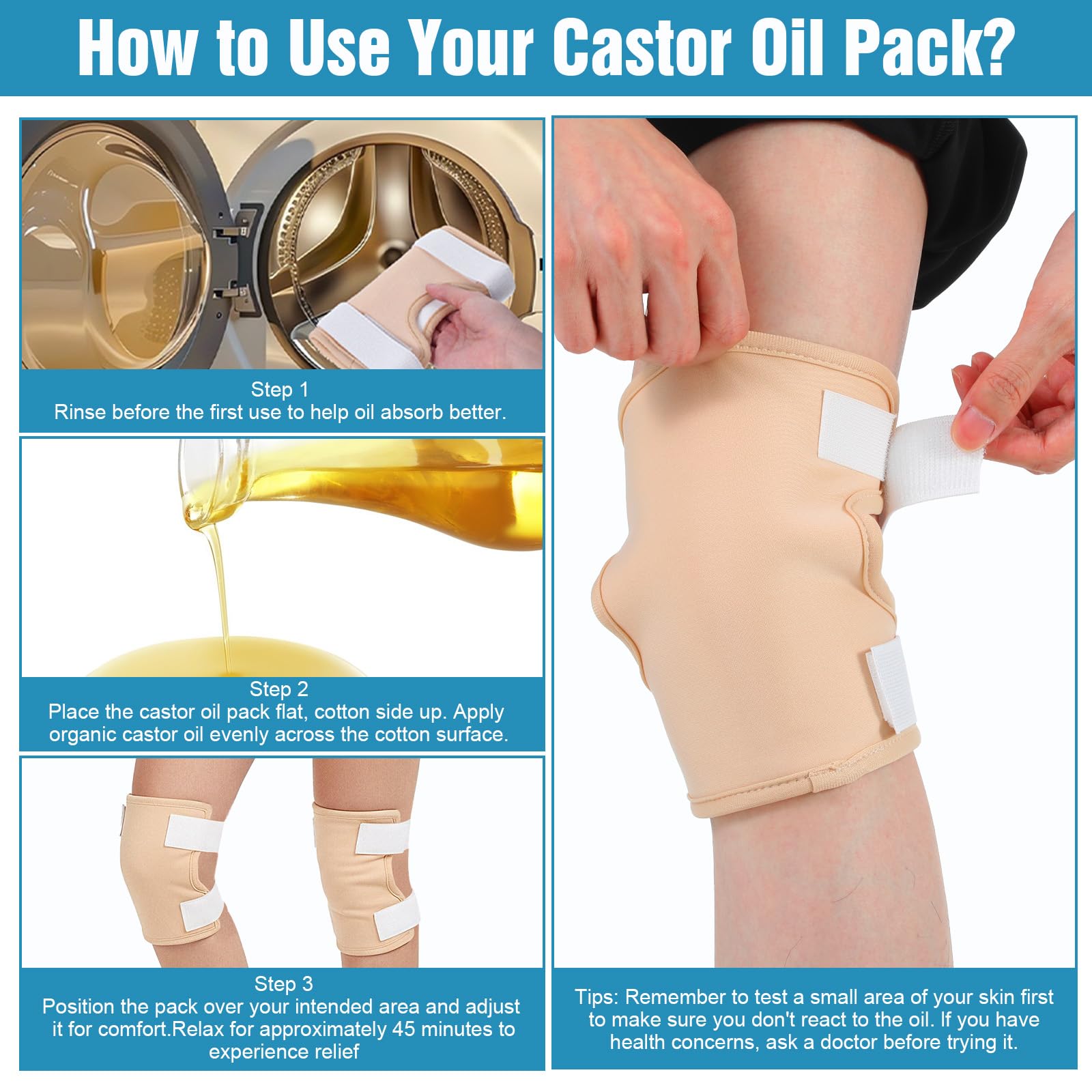 Durable organic cotton material for skin-safe castor oil packs
