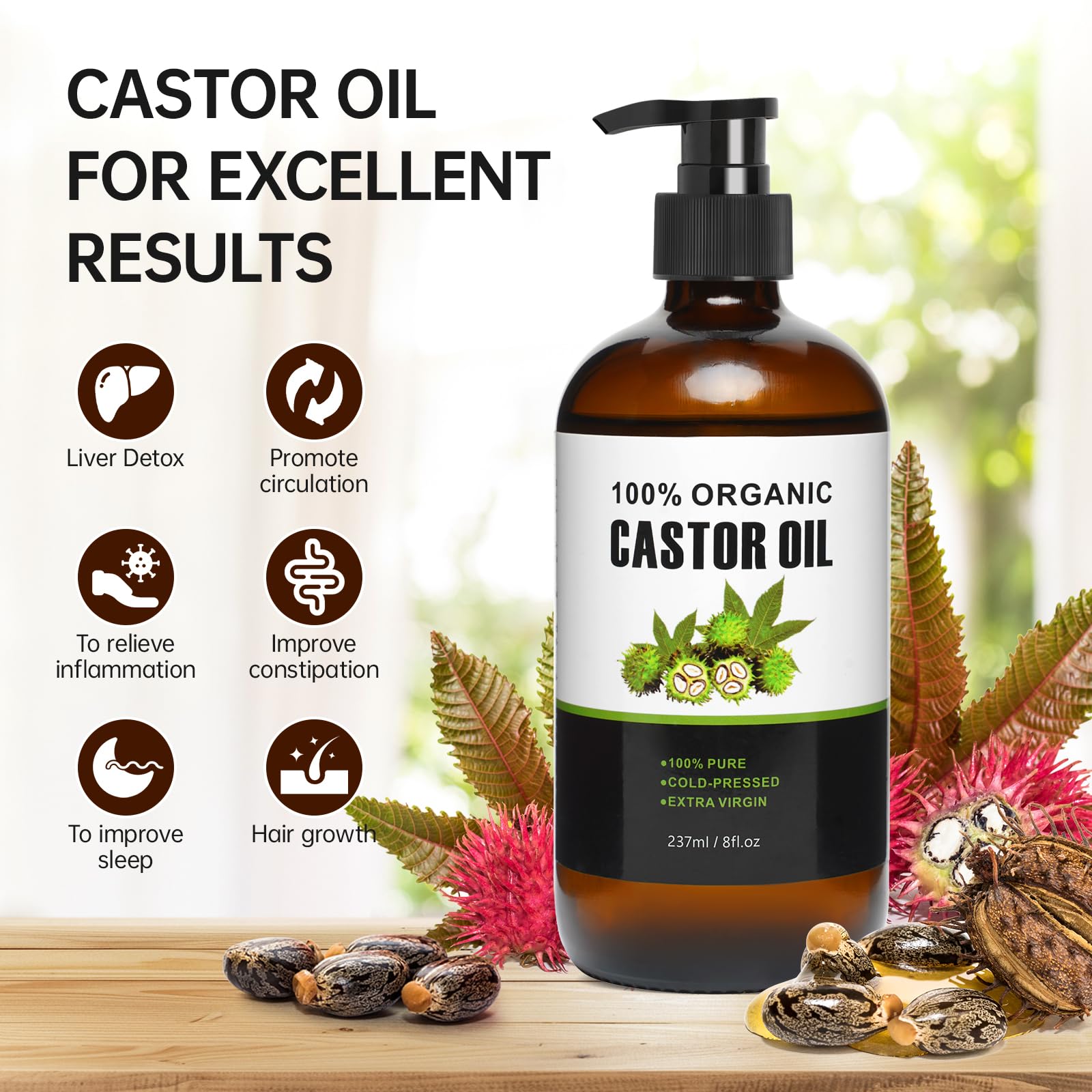 Organic cotton castor oil patches set with 30 self-adhesive patches