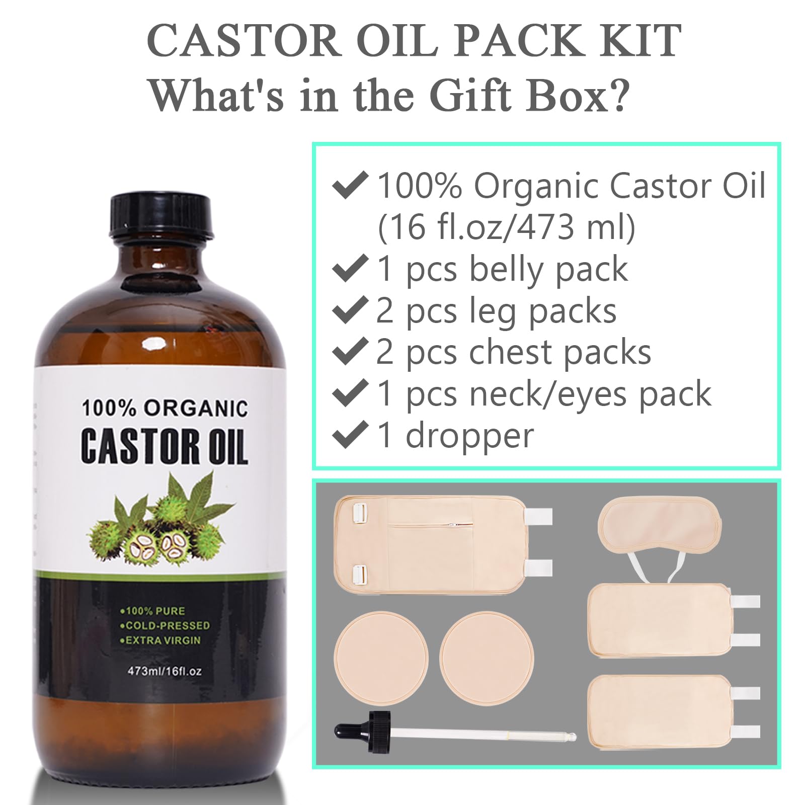 Reusable organic cotton castor oil therapy wraps