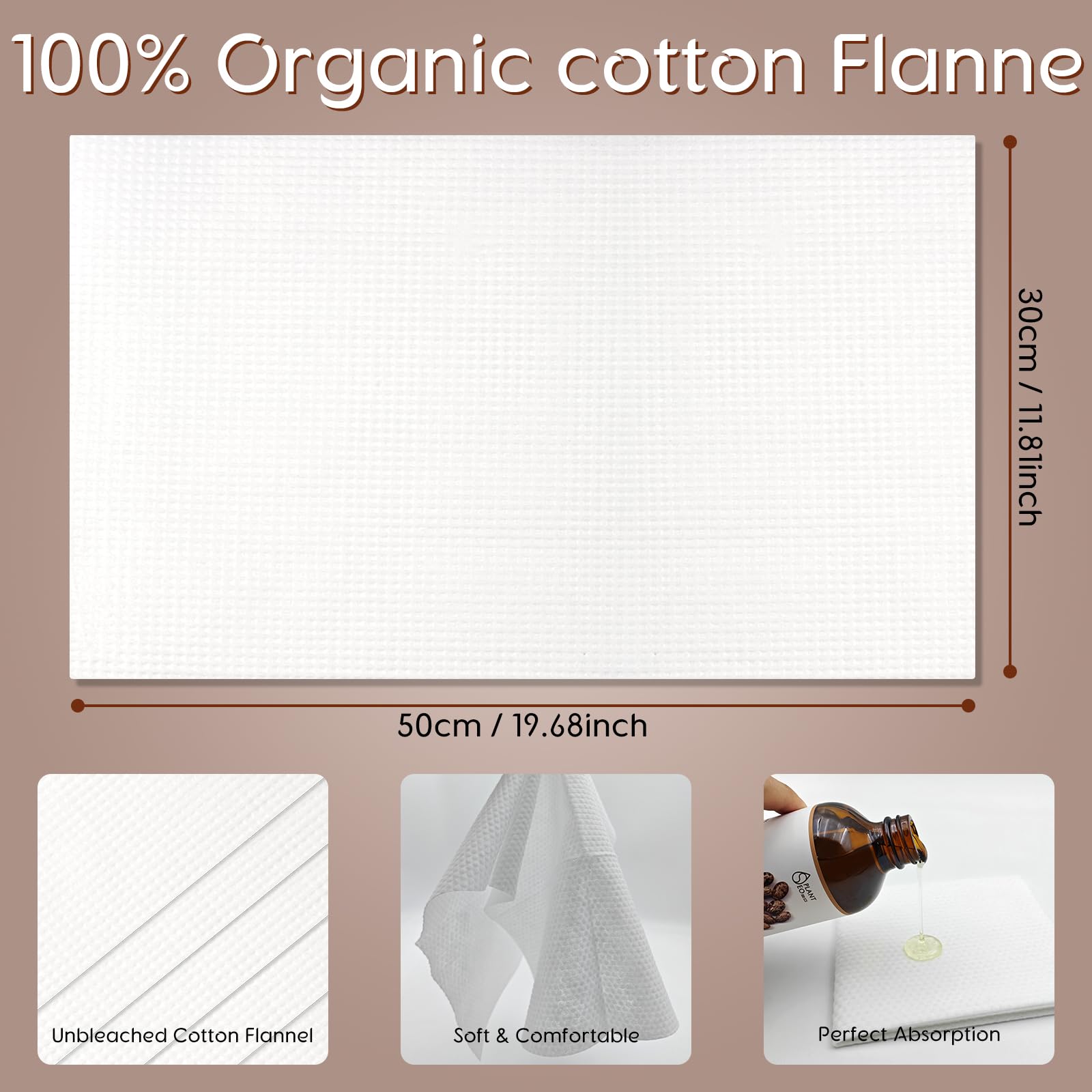 Unbleached organic cotton flannel cloth for castor oil packs