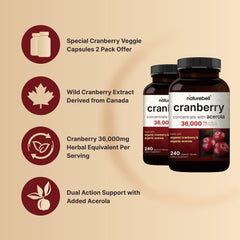 Organic cranberry and acerola ingredients close-up