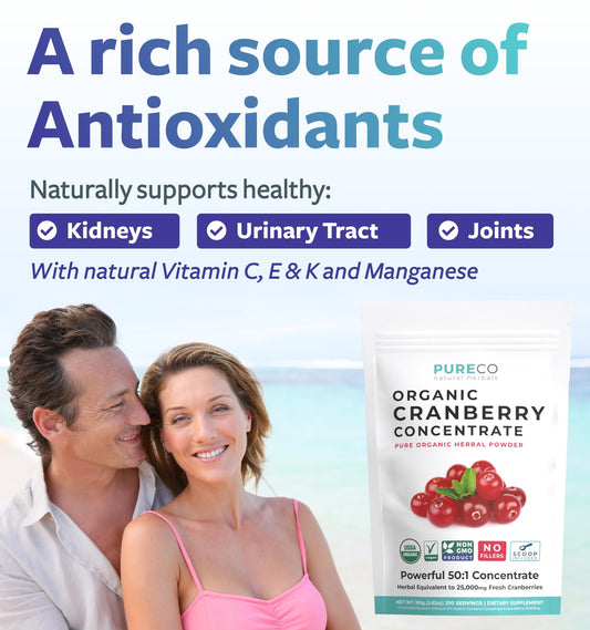 Close-up of organic cranberry powder 50:1 concentrate