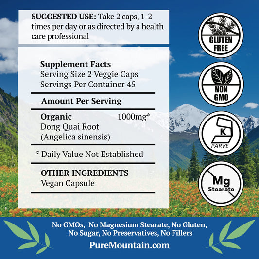 Organic Dong Quai Root Powder Capsules close-up