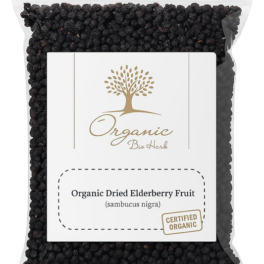 Organic dried elderberry fruit Sambucus Nigra 6 oz - front view