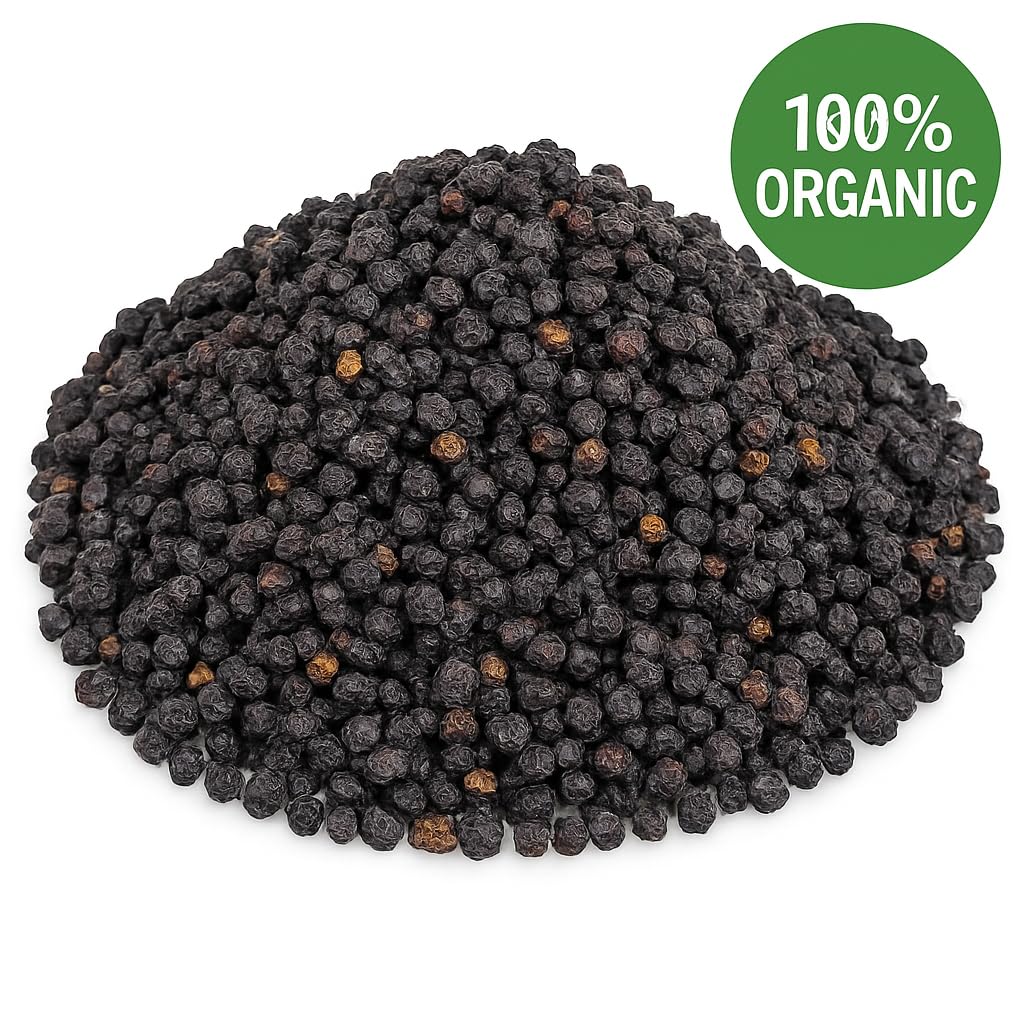Organic dried elderberry fruit Sambucus Nigra 6 oz - label close-up