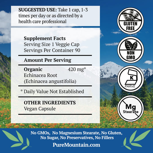 Organic Echinacea Root 420mg per capsule