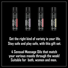 Fruity scented massage oil bottle in the four-pack set