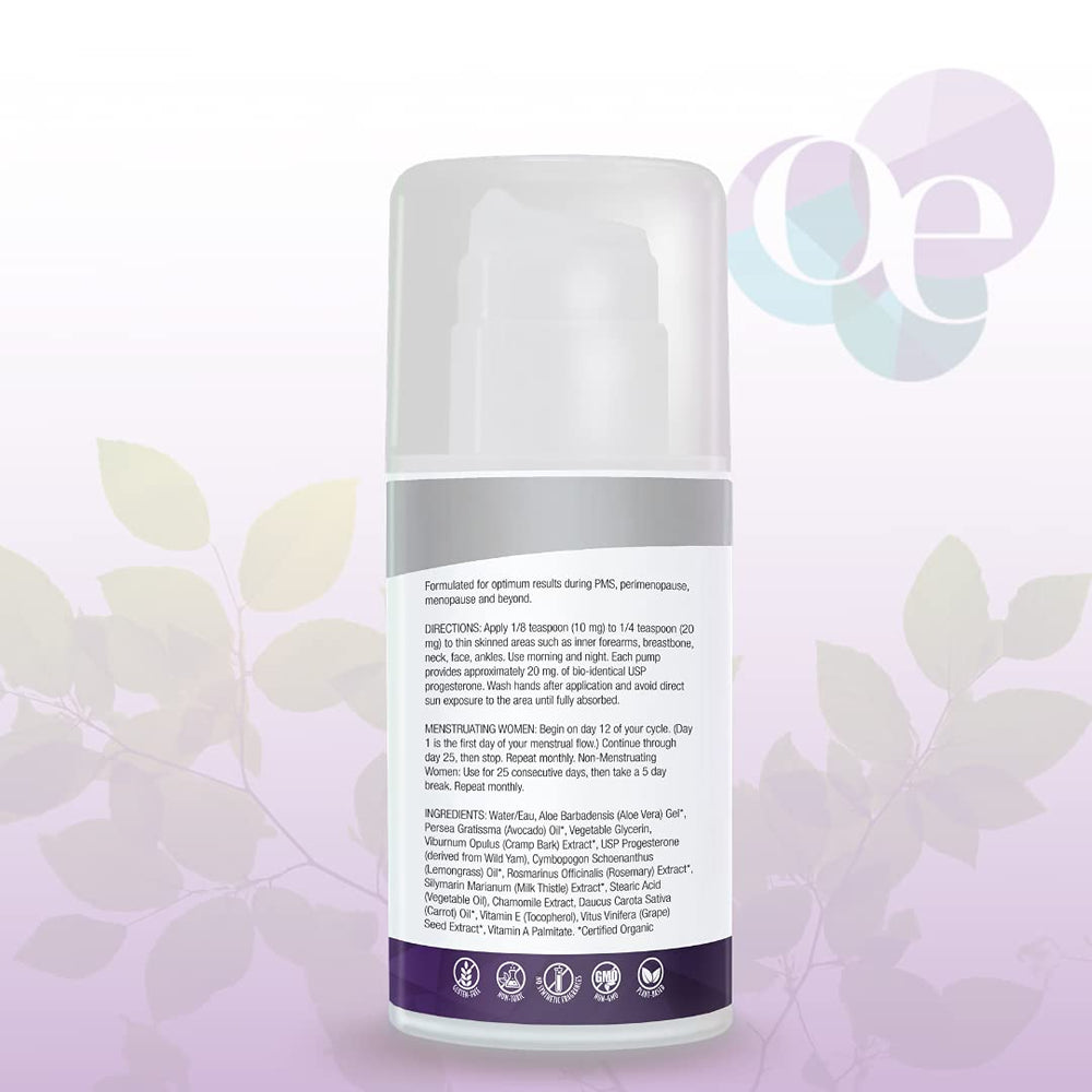 Organic Excellence Progesterone Cream application-neck demonstrates easy twice-daily use for routine.