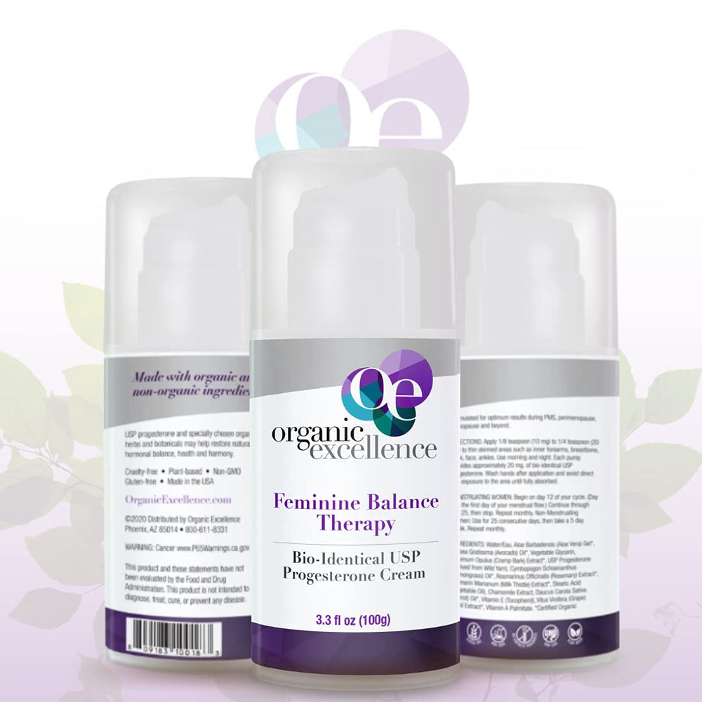 Organic Excellence Progesterone Cream made-in-usa image shows local quality and GMP-backed production.
