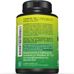 Organic fruits, vegetables and herbs included in tablets