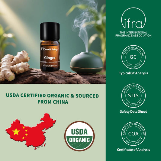 USDA Organic ginger essential oil 10ml with packaging