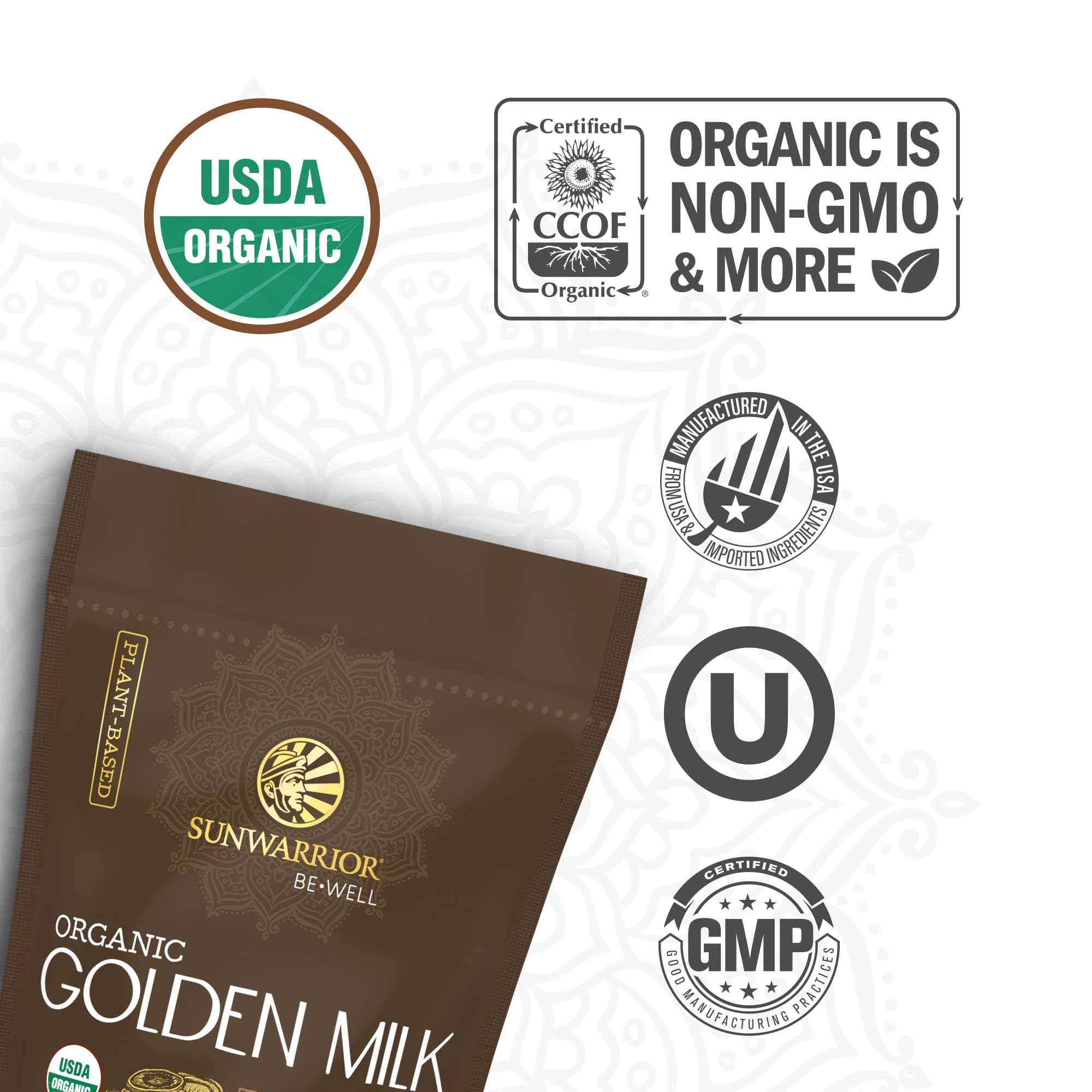 Close-up of Organic Golden Milk Powder with Ashwagandha and Turmeric