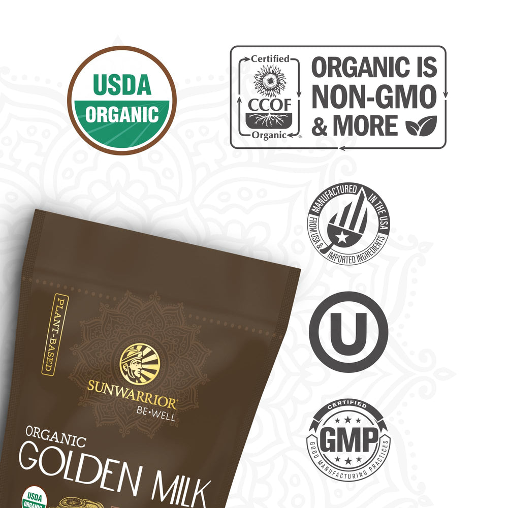 Close-up of Organic Golden Milk Powder with Ashwagandha and Turmeric