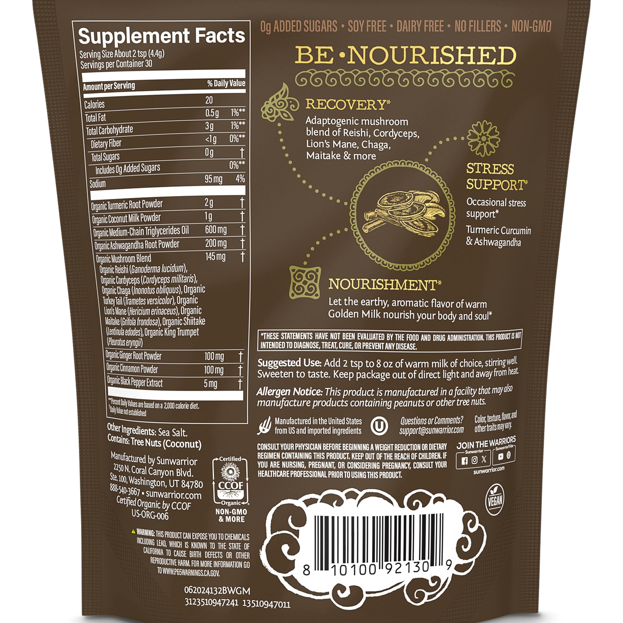 Packshot of Organic Golden Milk Powder 90g pouch