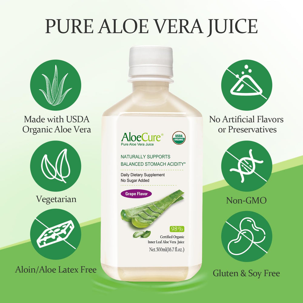 Organic grape extract added to AloeCure Aloe Vera Juice