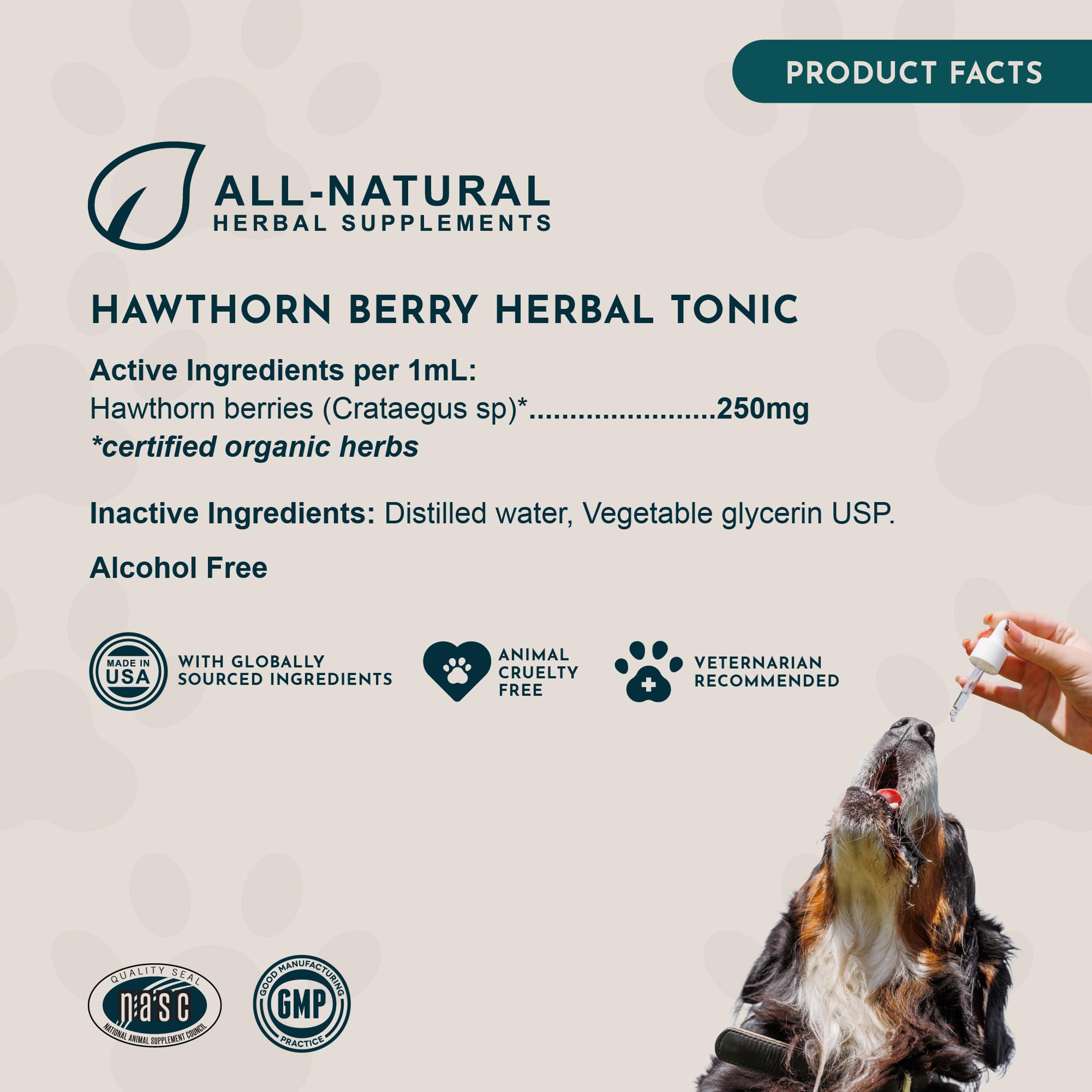 Alcohol-free hawthorn tincture for pets