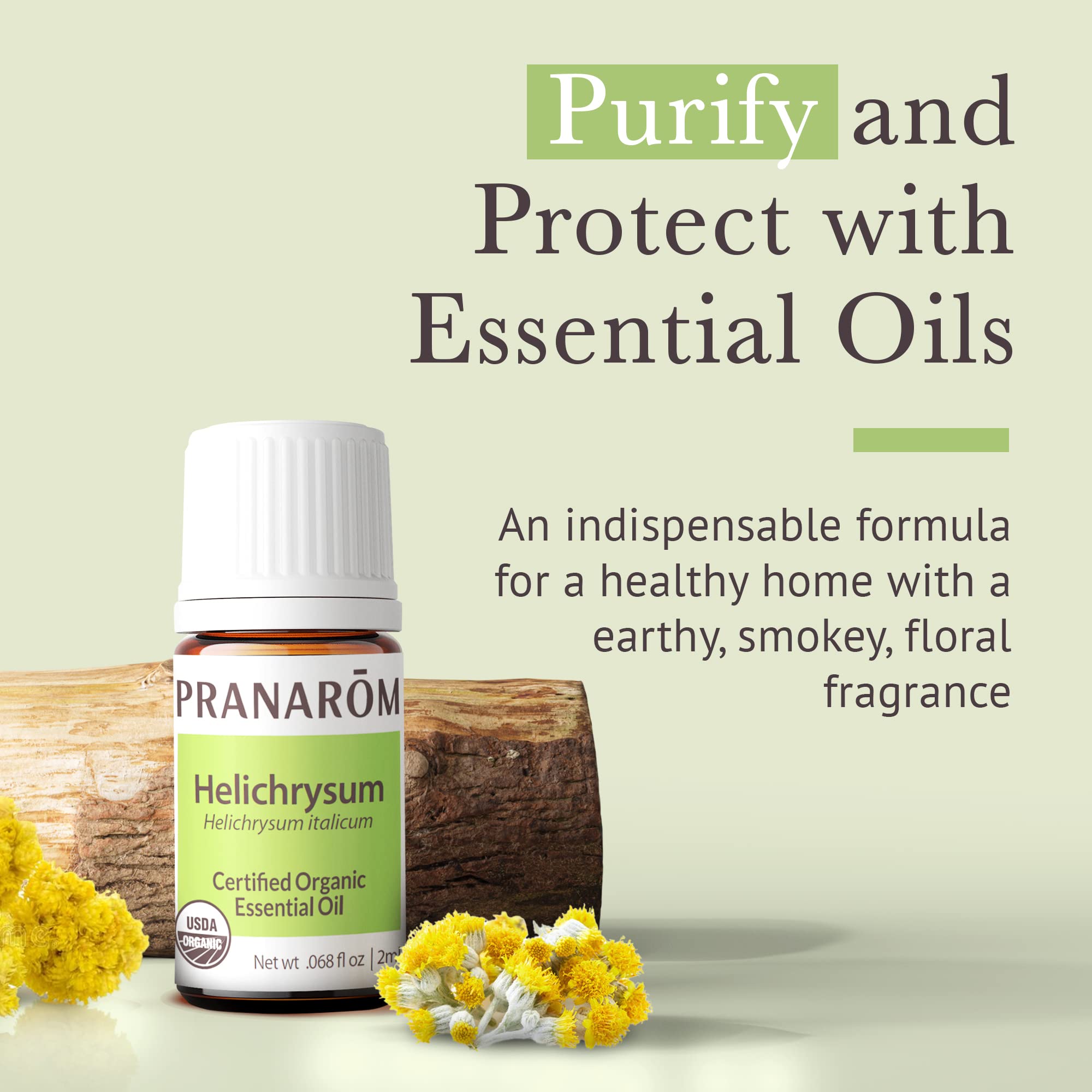 Organic Helichrysum italicum essential oil bottle