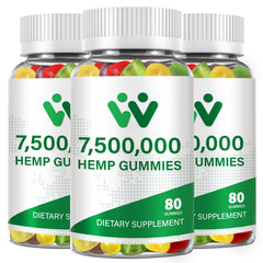 Front view of 3-pack Organic Hemp Gummies bottle set, 240 gummies per pack
