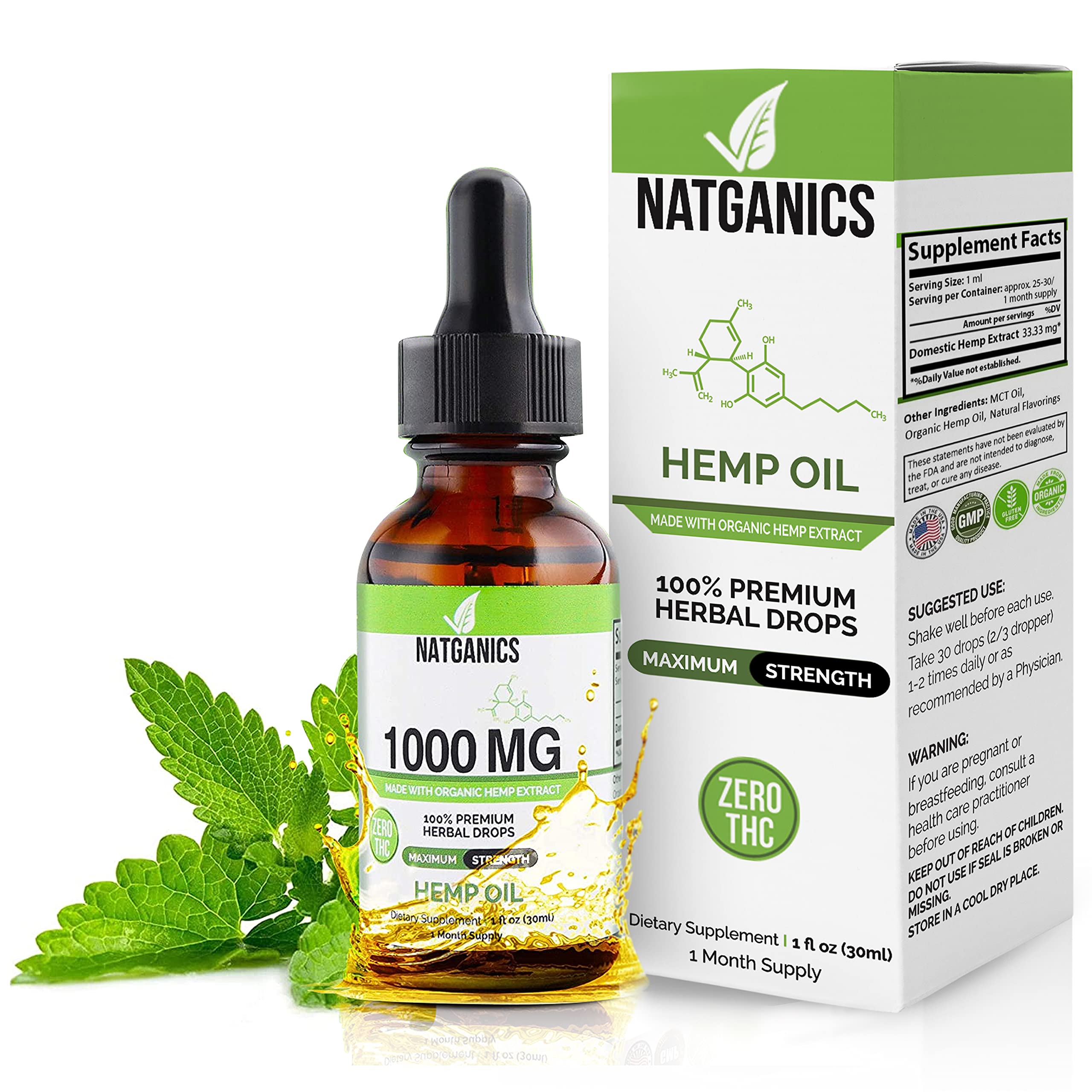 Organic Hemp Oil 1000mg bottle