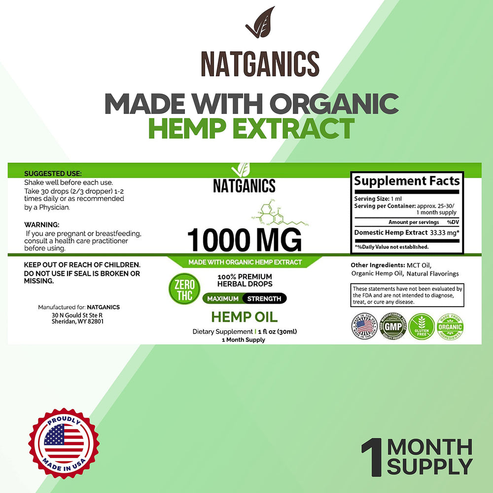 Hemp oil drops mint flavor 1000mg