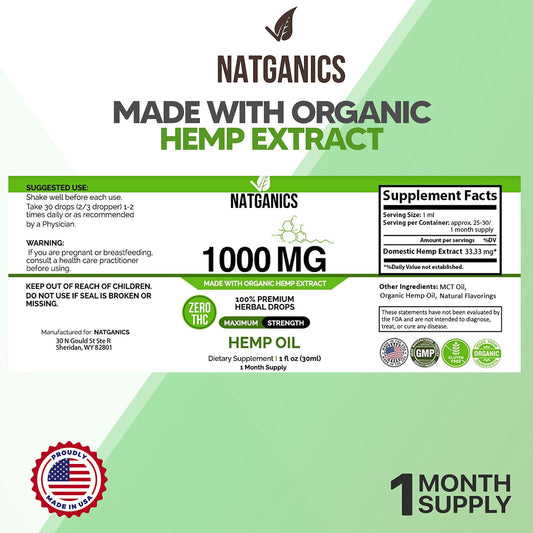 Hemp oil drops mint flavor 1000mg