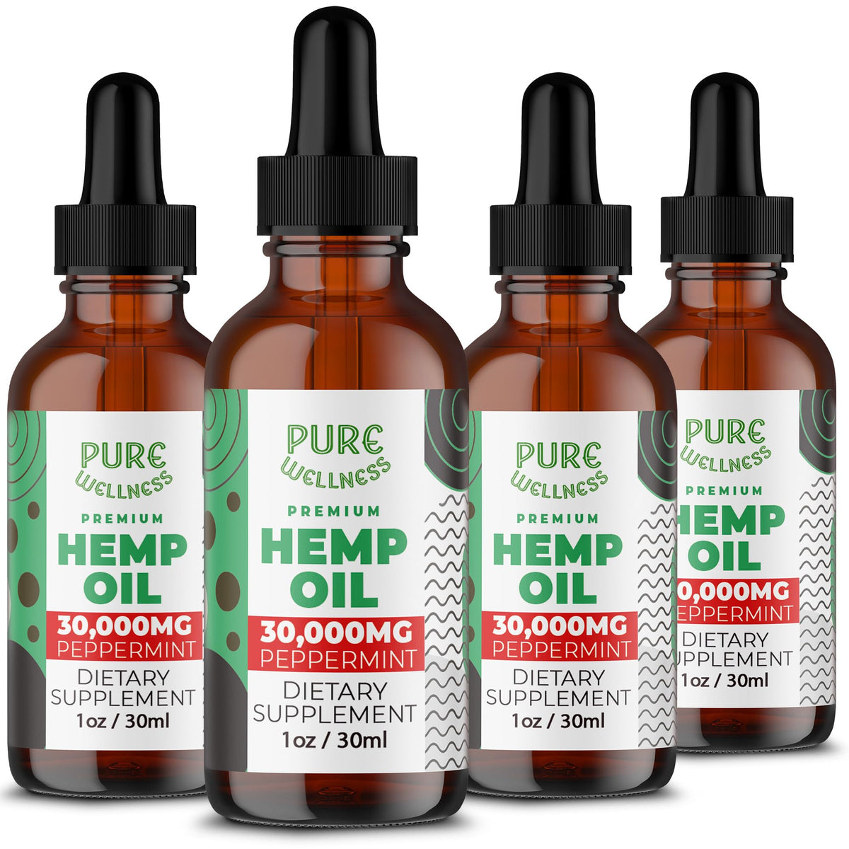 4 oz bottle of organic hemp seed oil with peppermint flavor