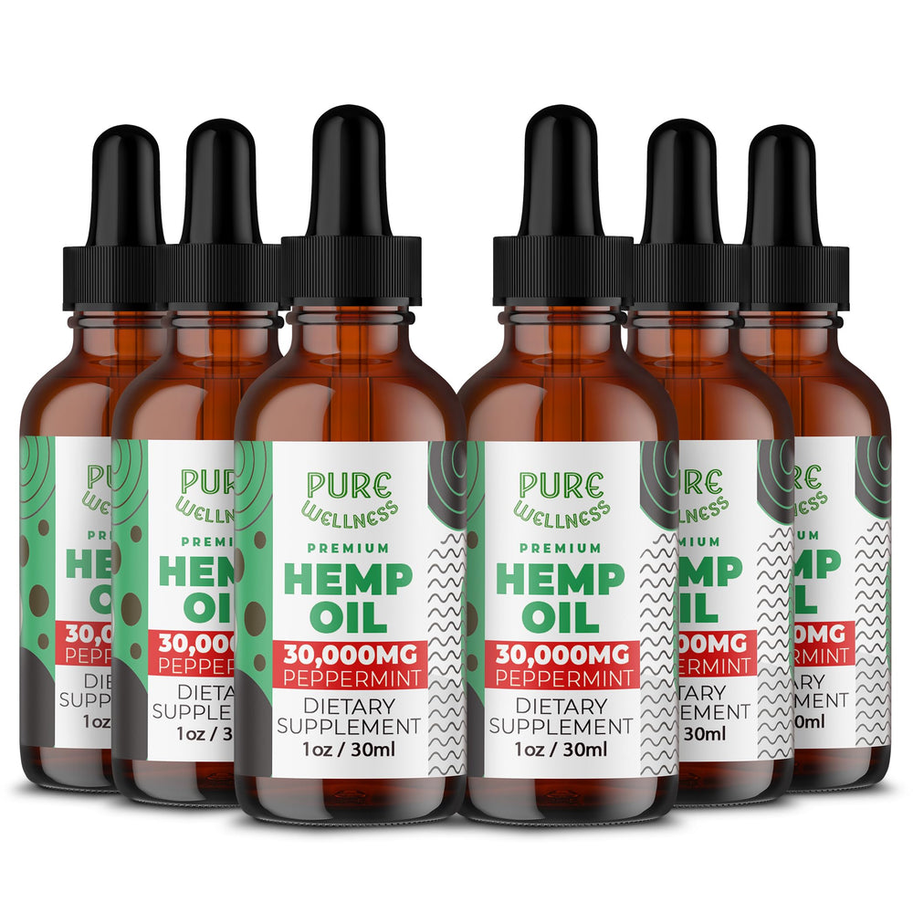 Organic hemp seed oil 6 oz bottle with peppermint flavor