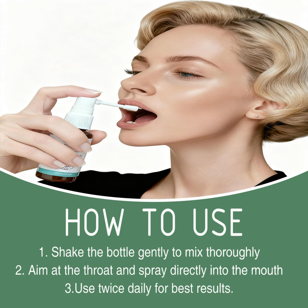 Mouth spray application in action