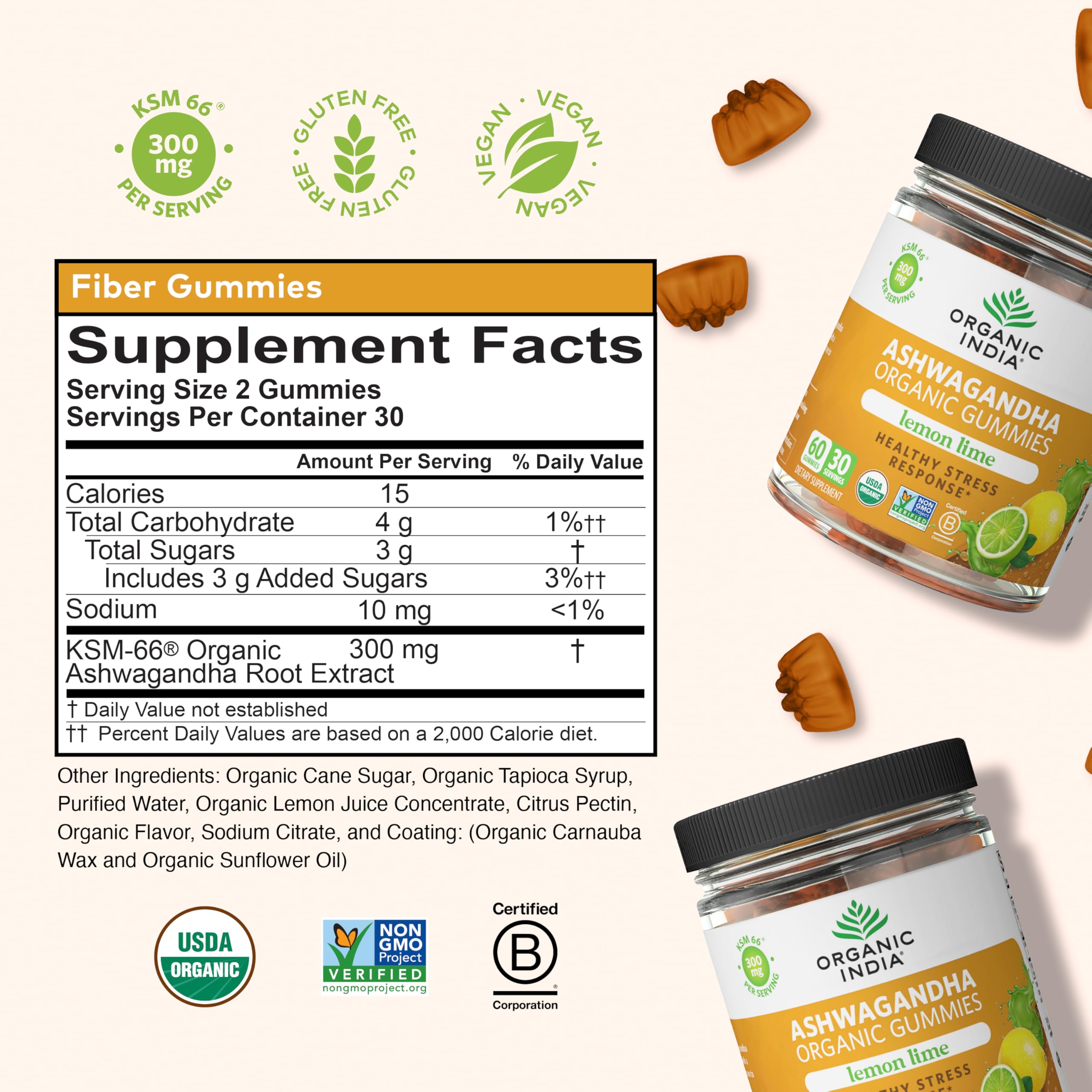 Vegan non-GMO Organic Ashwagandha gummies packaging