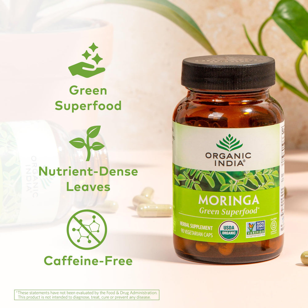 Bottle of Organic India Moringa Capsules