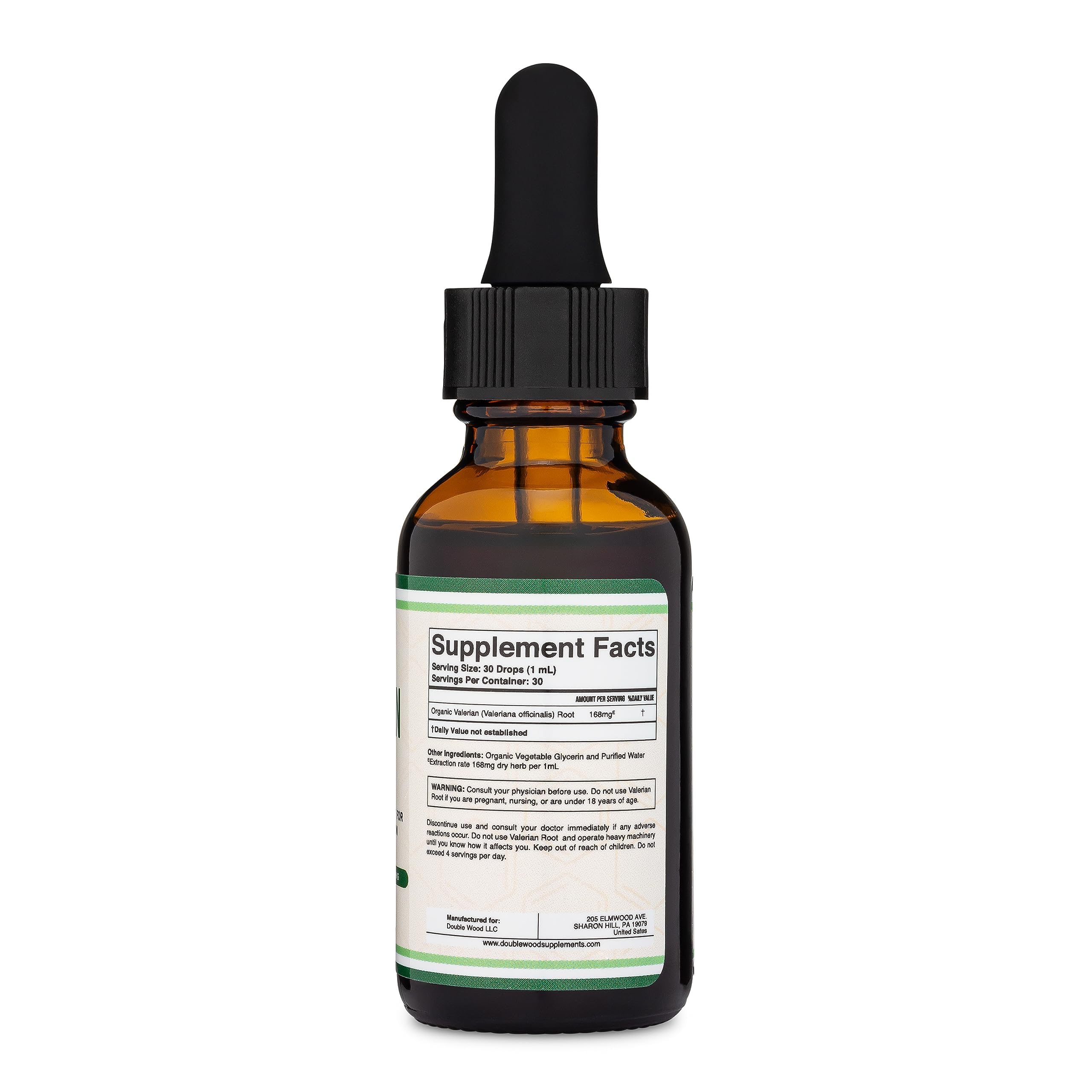 Organic ingredients label and vegan certification for valerian drops