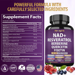 Organic ingredients highlights including Resveratrol, Berberine and Quercetin