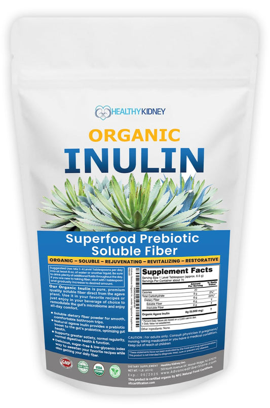 Front view of Organic Inulin Powder 16oz packaging