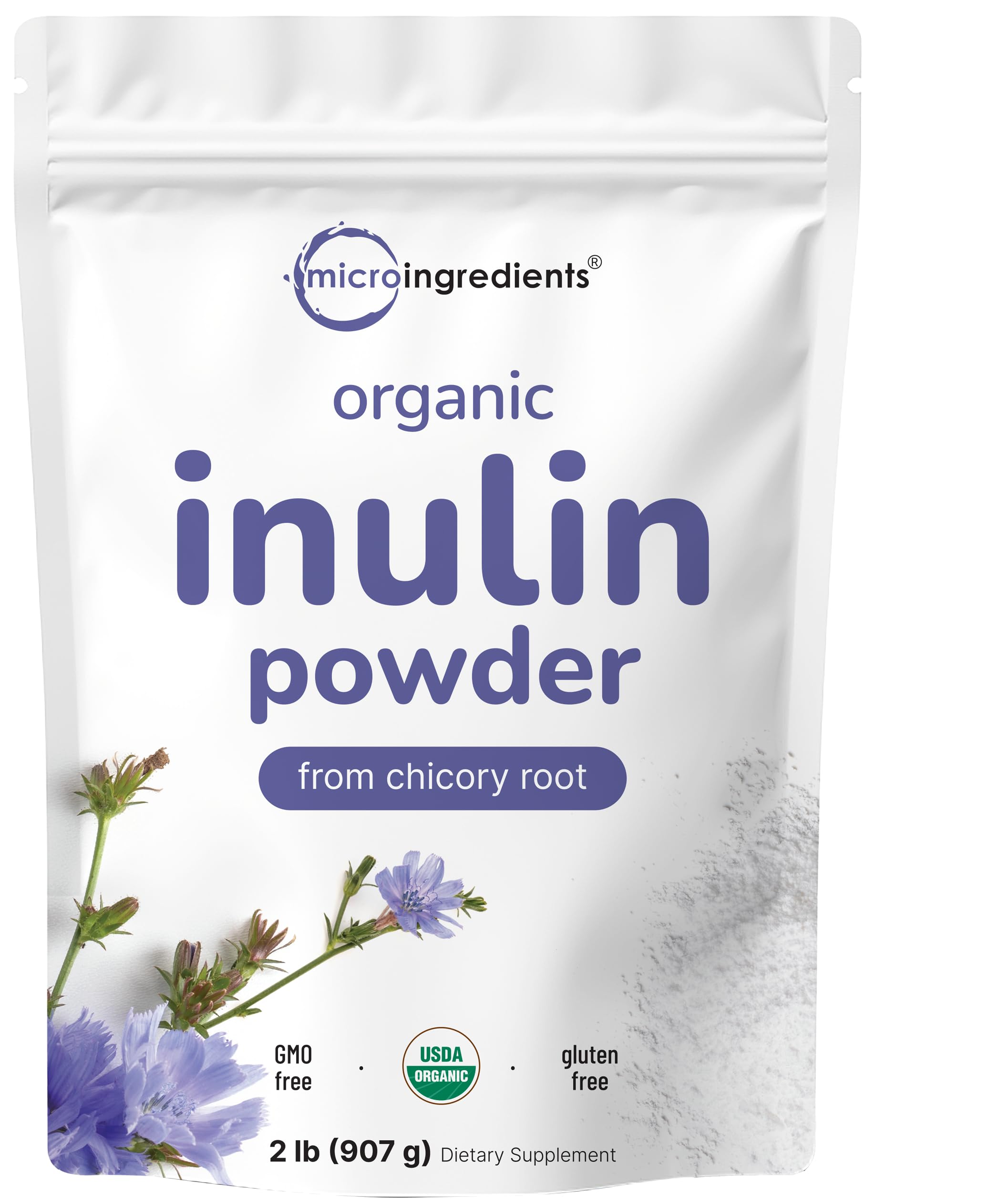 Front view of Organic Inulin Fiber Powder 2lb