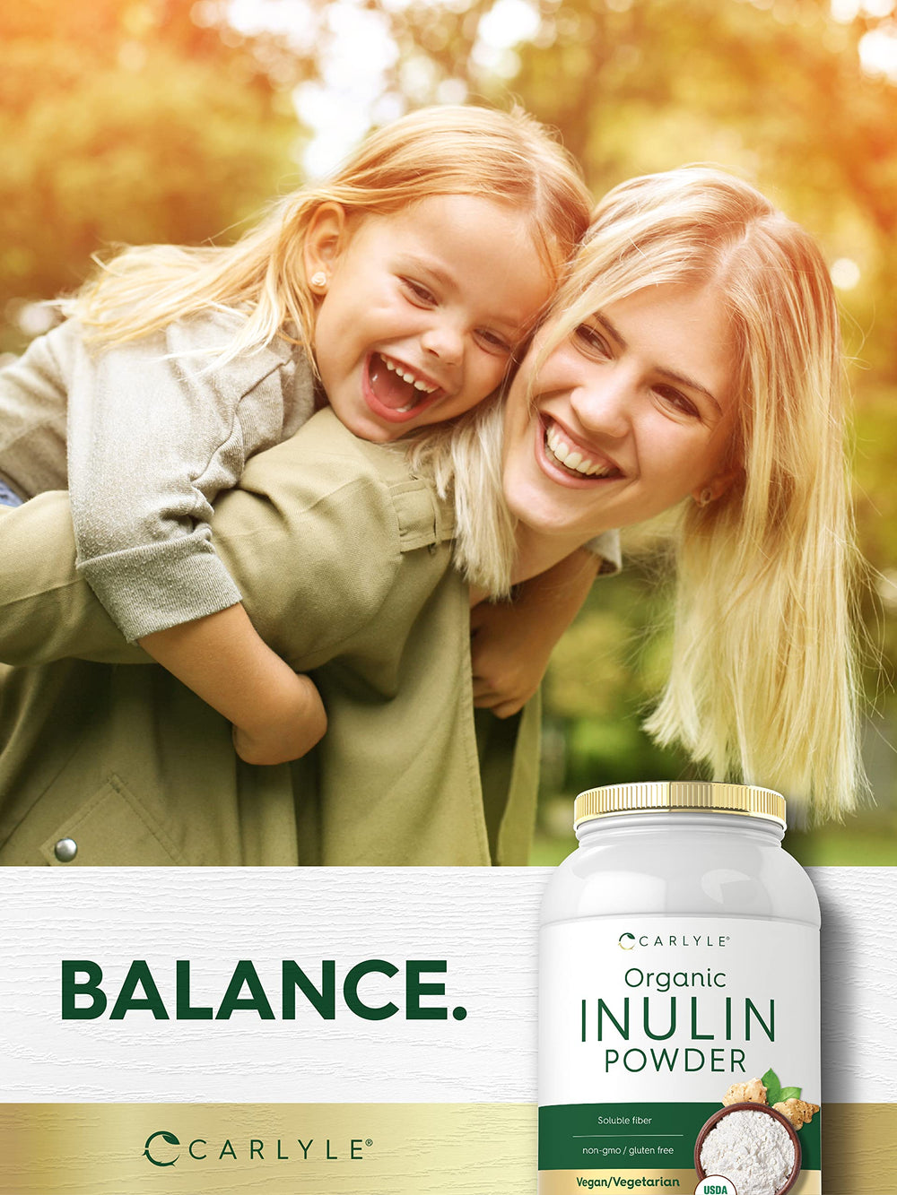 Front packaging of Carlyle Organic Inulin Powder