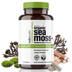 Bottle of Organic Irish Sea Moss Capsules with label