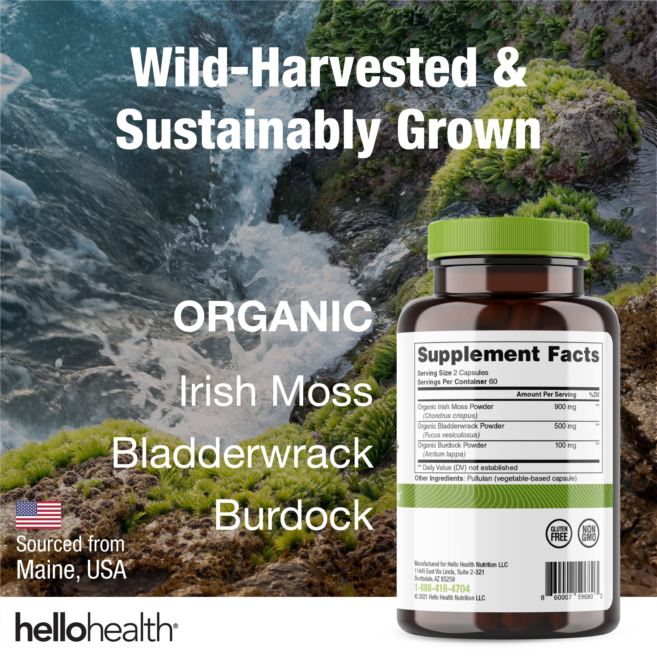 Ingredients: wildcrafted sea moss, burdock root, and bladderwrack
