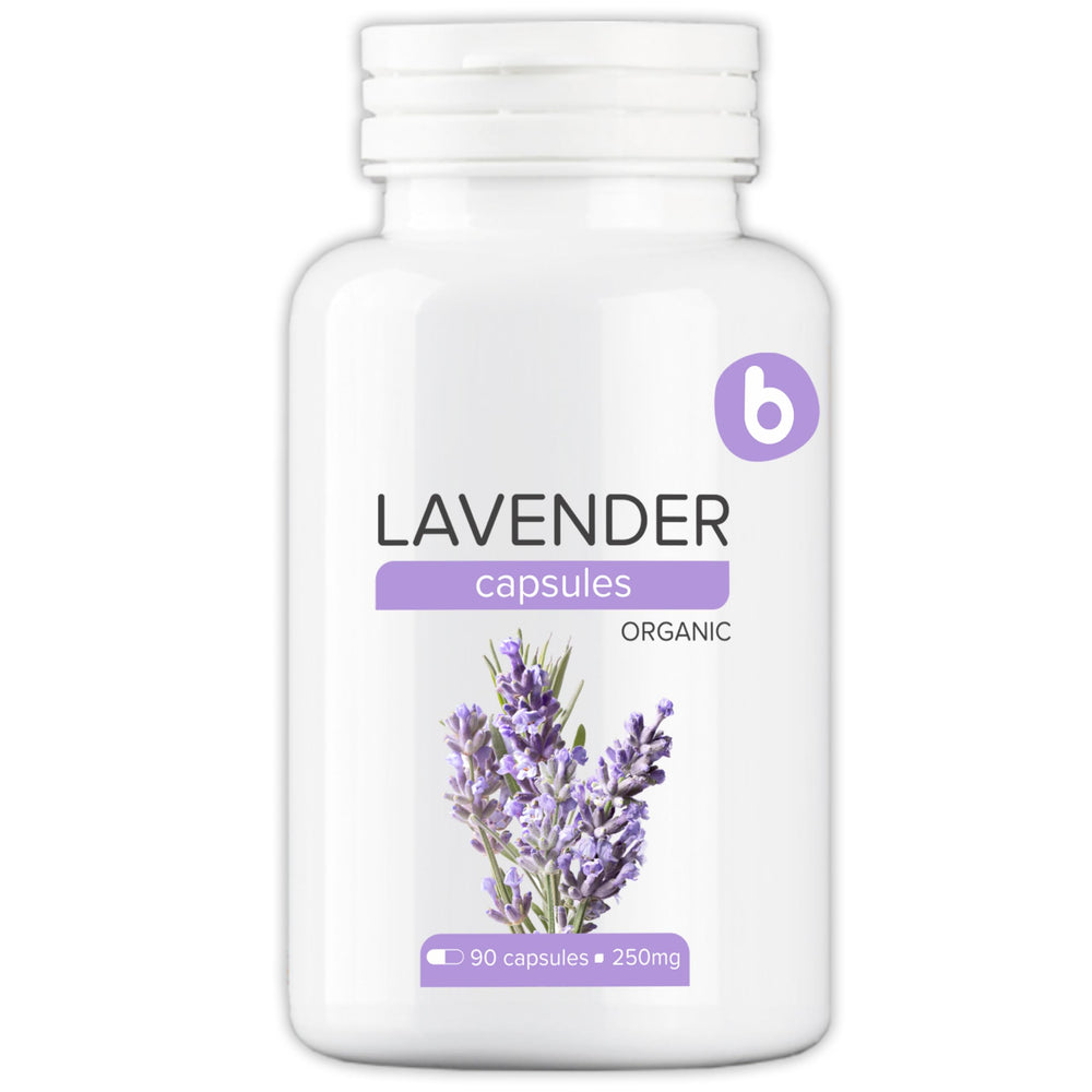Organic Lavender Capsules bottle with label