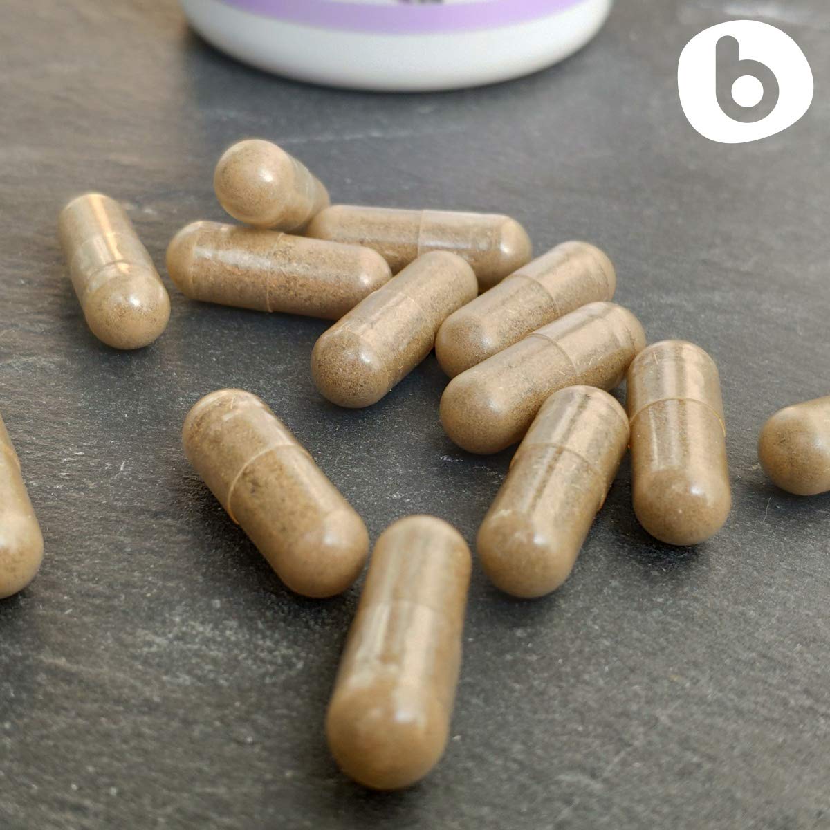 One lavender capsule with water illustrating easy swallowing