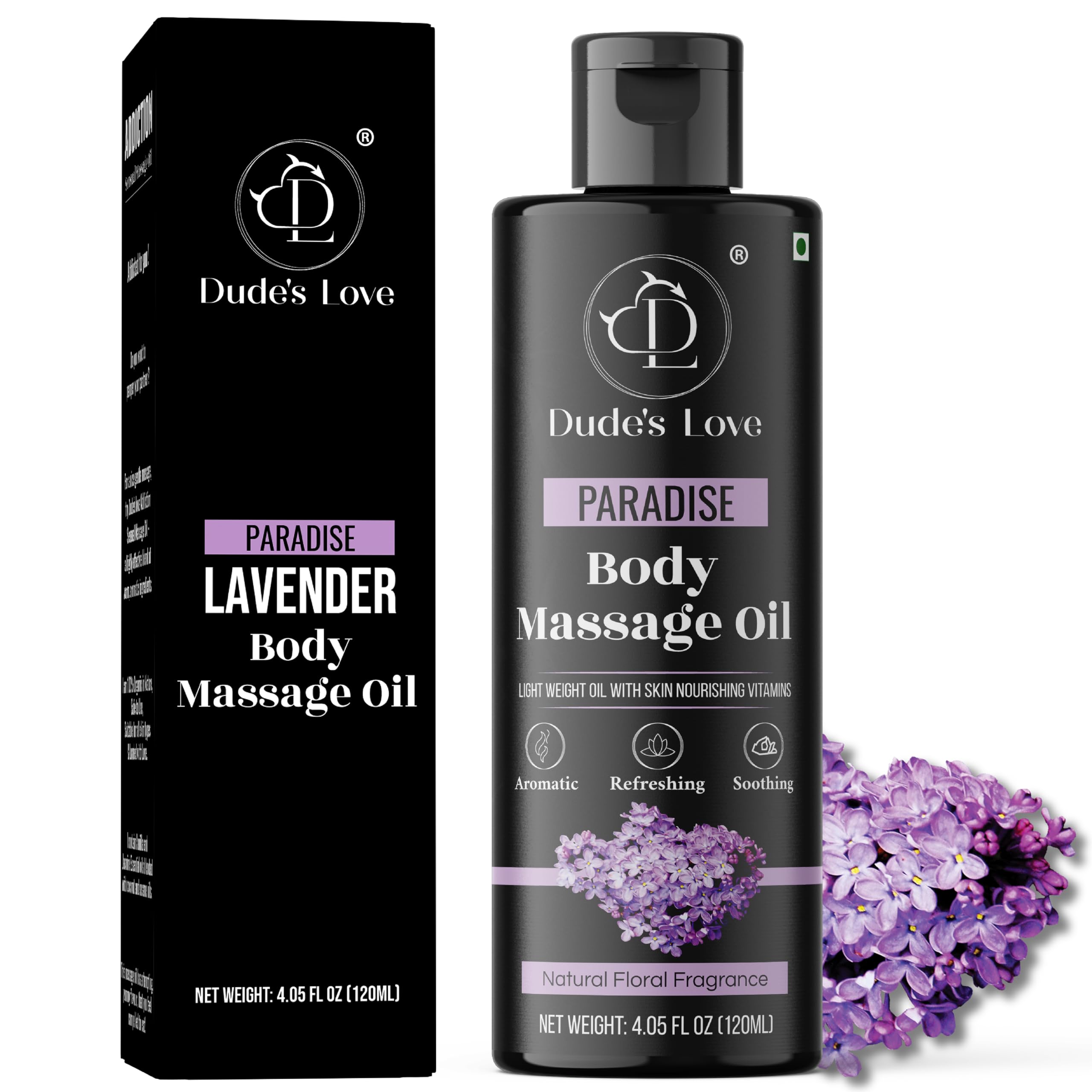 Hero image of Organic Lavender Floral Edible Full Body Massage Oil bottle, 4.05oz.