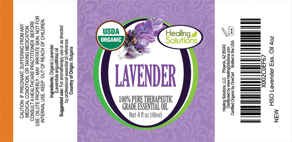 Organic lavender oil 4 oz packaging