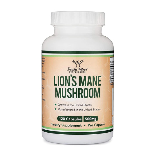 Organic Lions Mane Mushroom Capsules bottle – 120 count, focus support and immune health, USA grown